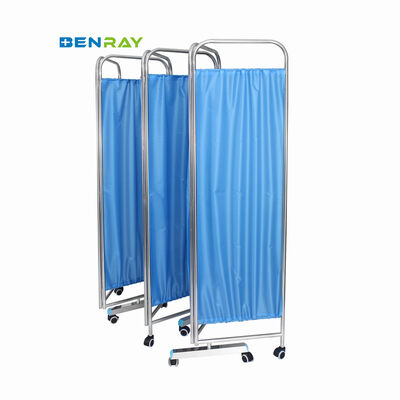 Portable Hospital Stainless Steel Optional Color 3-Folding Bed Screen