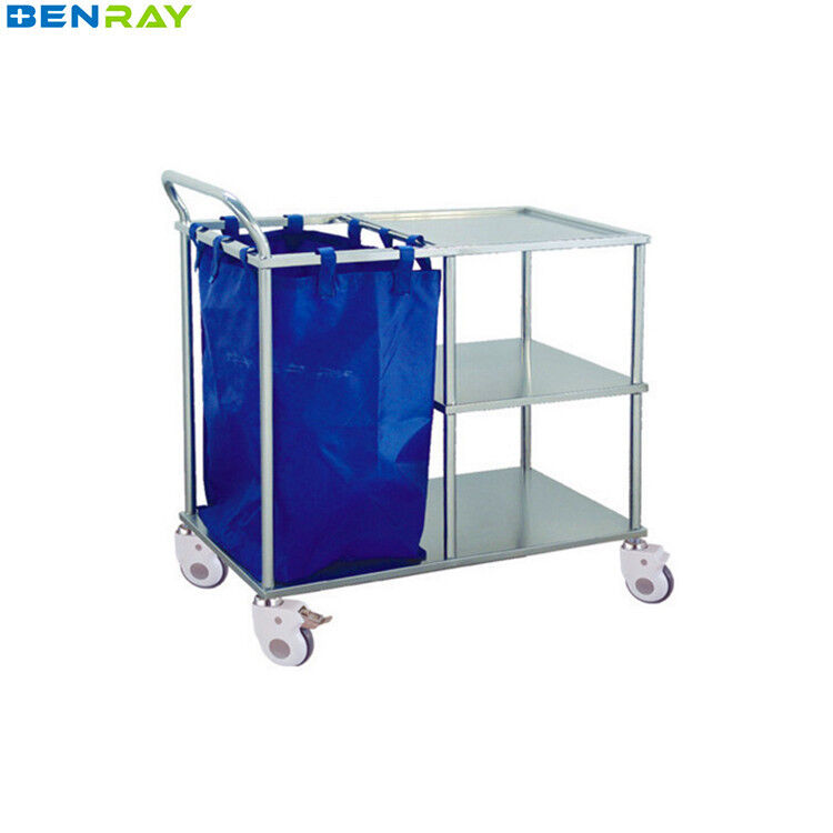 Hospital Cart For Making Up Bed And Nursing Medical Trolley Trolley for Dirty Clothes with a suspending bag